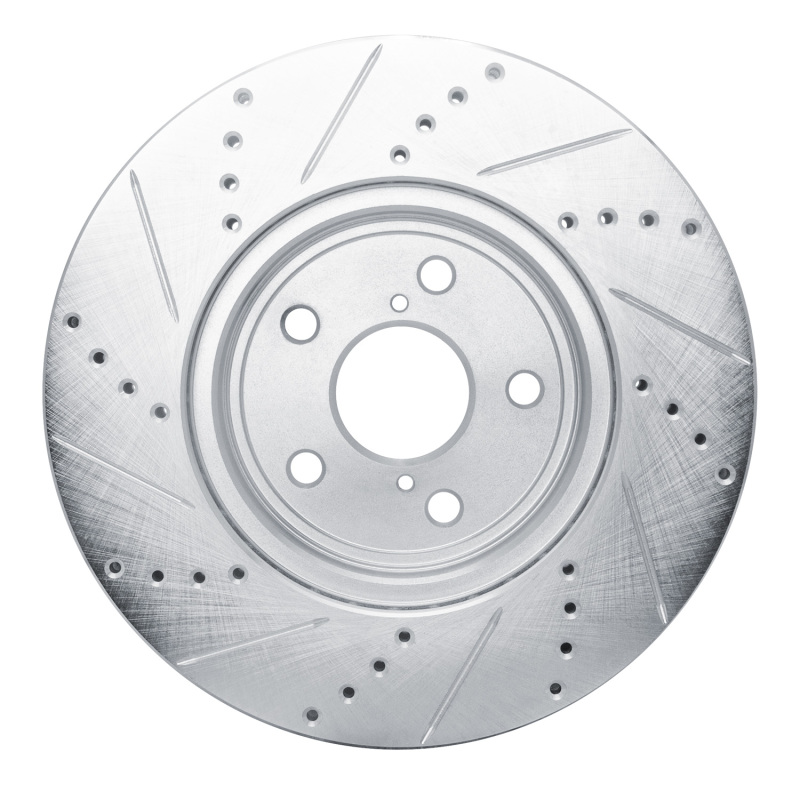 Lexus LS430 Brake Rotor (1) - Front Right - R1 Concepts - Drilled & Slotted - Silver - `01-`06